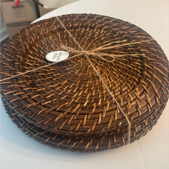 American Atelier Brown Woven Charger Plates